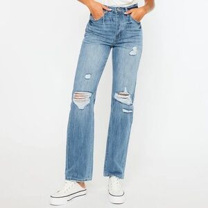 KanCan Hattie High Rise 90's Straight Leg Distressed Blue Jeans Size 9/28 NWT